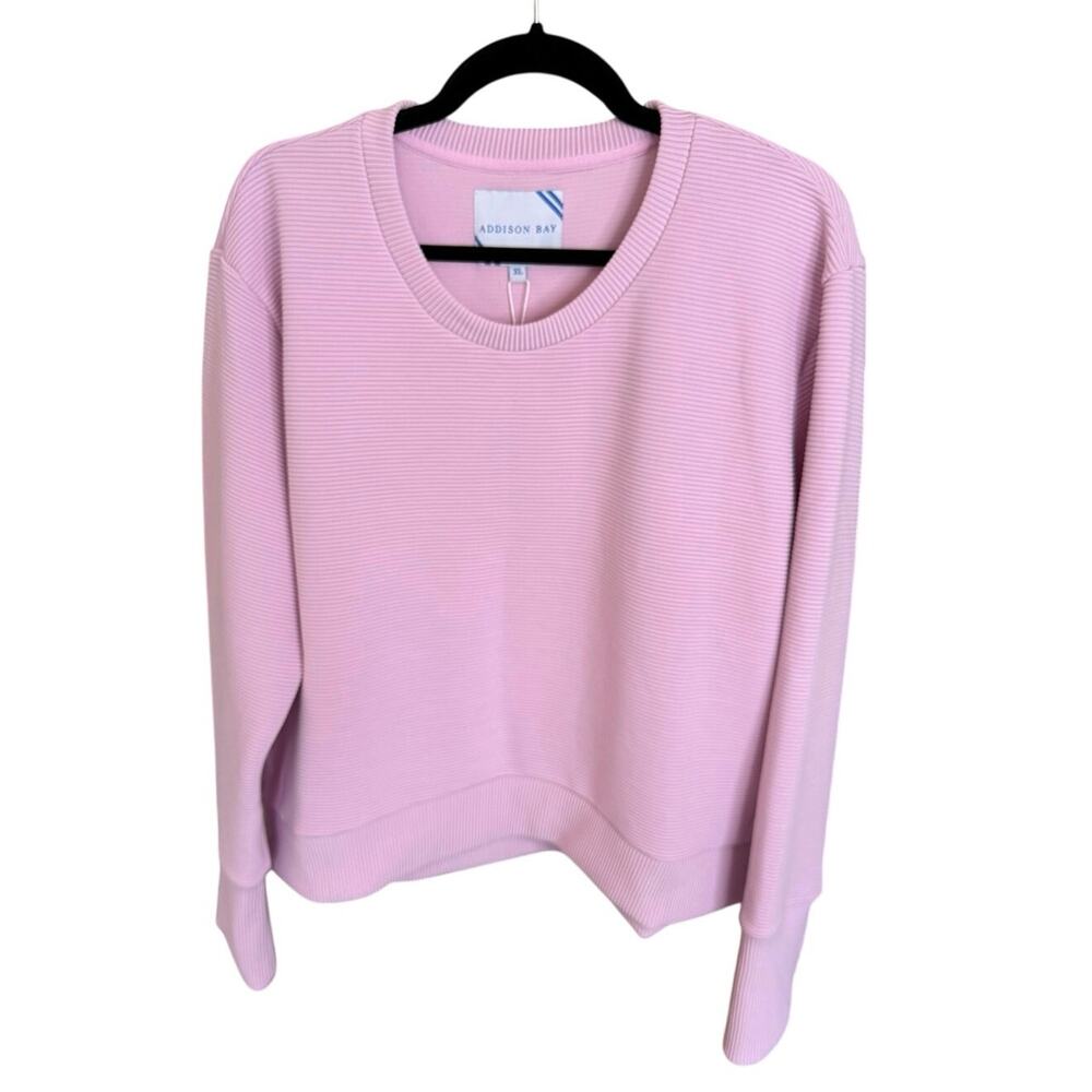 NWT Addison Bay Active Rib Crewneck Sweatshirt, Pink, XL - Picture 7 of 10